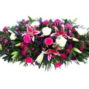 Cerise Pink Multi-coloured Coffin Spray