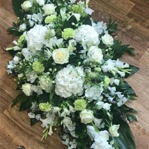 Double ended Green and White Coffin Spray