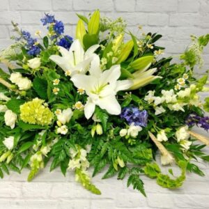 Green White & Purple Coffin Spray