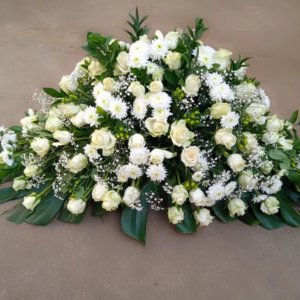 Pure White Cream & Green Coffin Spray